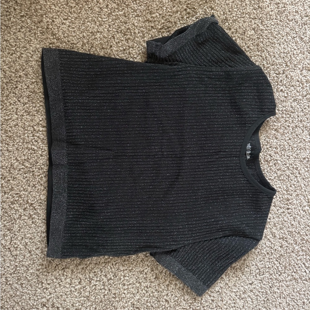 Black Short Sleeve Knit Top